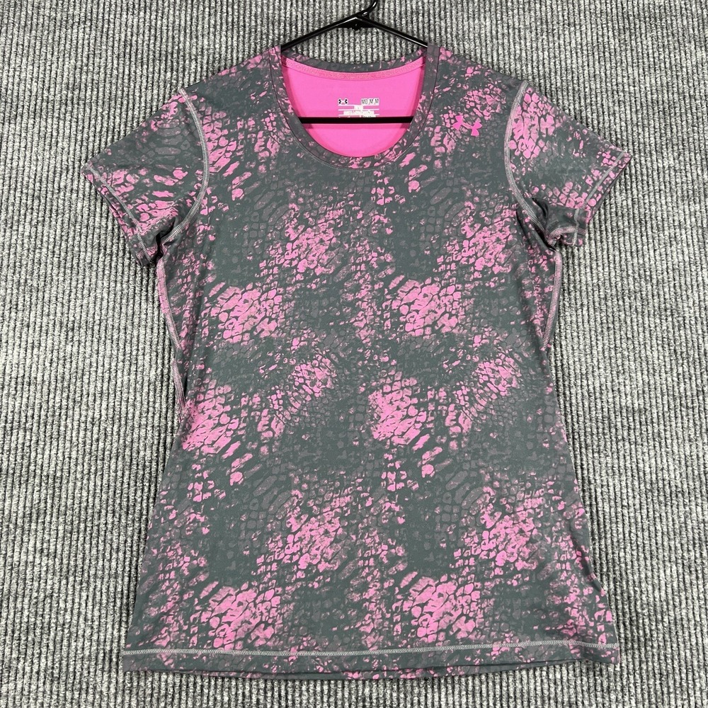 Under Armour Womens Shirt Medium Purple Short Sleeve Fitted Heat Gear Active
